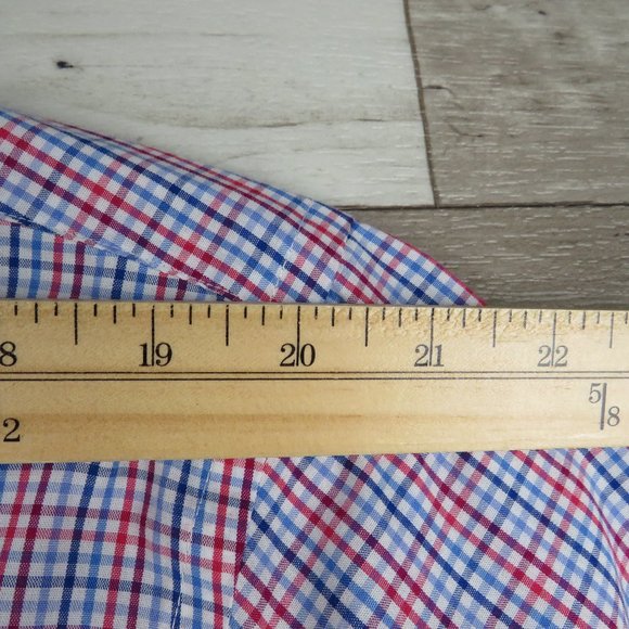 Stafford*‎ Men's Short Sleeve Button Down Curved Hem Chest Pocket Shirt~ Size 17 - Picture 7 of 11